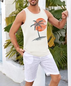Camisetas sin mangas con gráfico para hombre, camisetas de verano de algodón, palmera patriótica, estilo playero de talla grande disponible - Product Image 1