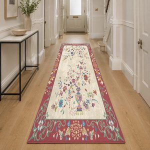Alfombra de chenilla lavable a máquina con estampado digital tradicional anatólico en terracota dorado, antideslizante, modelo LXDP-0379 de RUGS DEPOT, venta al por mayor. - Product Image 5