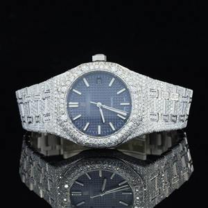 นาฬิกาเพชรทรงกลมคลาสสิก หน้าปัดเพชรเลี้ยงในห้องปฏิบัติการ พร้อมกลไกอัตโนมัติแบบสวิส ดีไซน์ฮิปฮอปแบบ Iced Out ราคาขายส่ง - Product Image 1