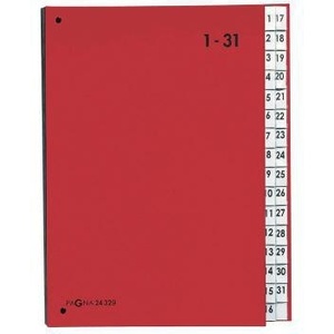 PAGNA Desktop & Drawer Organizer in Red DIN A4 1-31 Compartments <b>Cardboard</b>/Paper Laminated 32 Compartments - Product Image 1