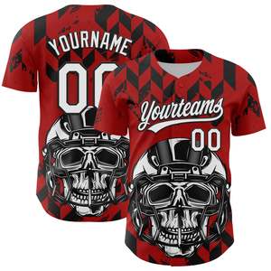 Design et Logo Personnalisés Modernes Rouge Blanc Noir Motif 3D Casque de Crâne Design Maillot de Football Américain Personnalisé Maillot de Football Américain - Product Image 1