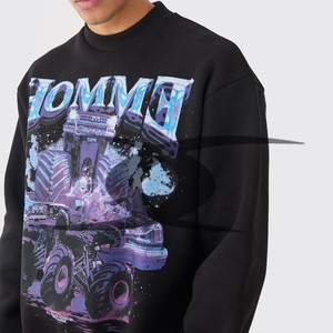 Sudadera holgada de fibra de algodón 100% para hombre, jersey de manga larga con cuello redondo, sudaderas estampadas sólidas de lana de algodón térmico de invierno - Product Image 6