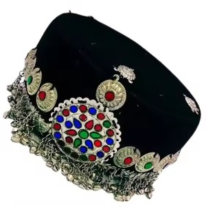 Custom Multi-Color Zircon Pearl Embroidery Afghan Topi Caps <b>for</b> <b>Women</b> Festive Party Wear Embroidered <b>Hat</b> <b>for</b> girls - Product Image 5