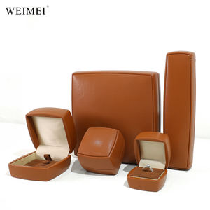 Caja de Regalo de Joyería WEIMEI de Alta Gama, Caja de Almacenamiento para Colgantes y Joyas de Cuero Marrón - Product Image 2