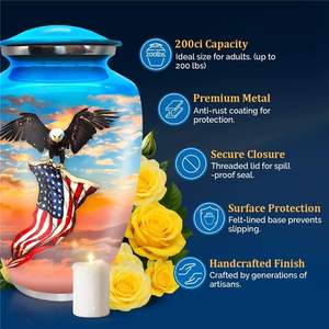 Urne pour cendres Urnes de crémation patriotiques pour hommes adultes pour cendres humaines Homme adulte avec aigle et drapeau américain Designs Urnes élégantes - Product Image 5