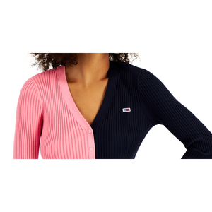 Maglione Tommy Jeans da Donna con Scollo a V e Blocchi di Colore, Nero, Taglia S - per l'Autunno - Product Image 2