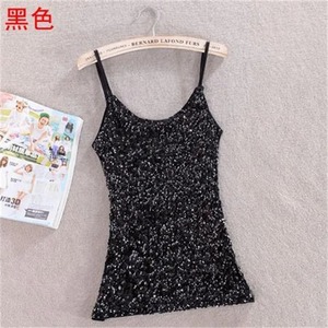 Débardeur sans manches à paillettes brillantes pour femmes, débardeurs sans manches, chemisier, gilet, bas, haut à bretelles - Product Image 4