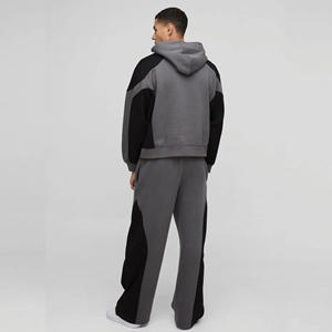 Ensemble de survêtement streetwear personnalisé délavé, comprenant un sweat à capuche épais et un pantalon de jogging évasé ample, style oversize - Product Image 3