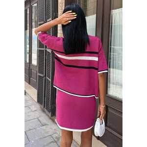 Conjunto de Punto Estilo Preppy 10102 con Cuello Camisero y Falda - Product Image 3