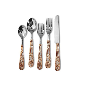 Nouveau design Couverts de restaurant de mariage royal en métal de couleur personnalisée Couverts en acier inoxydable poli en or rose - Product Image 4