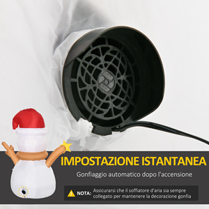 Outsunny Muñeco de Nieve Inflable con Luz LED de Colores con Inflador Incluido, 97x50x120cm - Product Image 4
