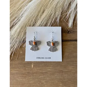 Boucles d'oreilles pendantes Thunderbird en argent sterling et huître barbelée, faites à la main au sud-ouest - Product Image 1