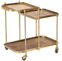 Chariot de service à café en métal et marbre de qualité supérieure de qualité supérieure couleur or et blanc utilisation Barcart pour villa