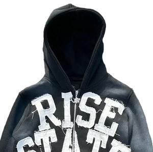 Livraison rapide Drop Shoulder Heavyweight Zipper Hoodies Hommes Lavé en Détresse Broderie Logo Personnalisé Meilleur Fournisseur Casual Wear - Product Image 4