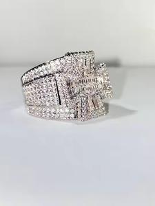 Anillo de Hip Hop de diamante blanco de oro blanco de 14 quilates para boda y fiesta Anillo de diamante moderno - Product Image 2