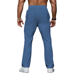 Mens Midweight Straight Leg Casual Jogger Pants Elastic Drawstring Breathable Quick Dry Logo Mid Flat Travel Lounge Trousers - Product Image 2