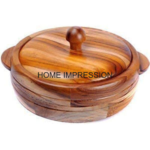 Casserole en bois de conception classique avec couvercle Hot Pot Roti Chapati Boîte de rangement Conteneur avec couvercle Accessoires de cuisine en Inde - Product Image 6