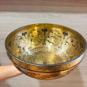 Cuenco de bronce tibetano tradicional hecho a mano y personalizable para aliviar el estrés y la meditación de Chakra - Product Image 2