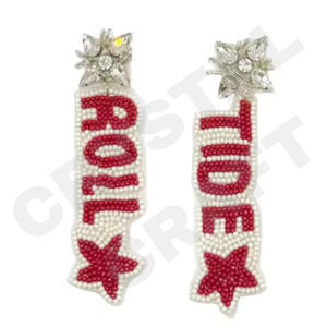 Pendientes de cuentas de calabaza para mujer Color patriótico naranja blanco azul para boda o día conmemorativo - Product Image 3