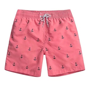 Taille élastique impressions personnalisées en gros été vêtements de plage coton polyester hommes troncs-shorts avec lacets - Product Image 1
