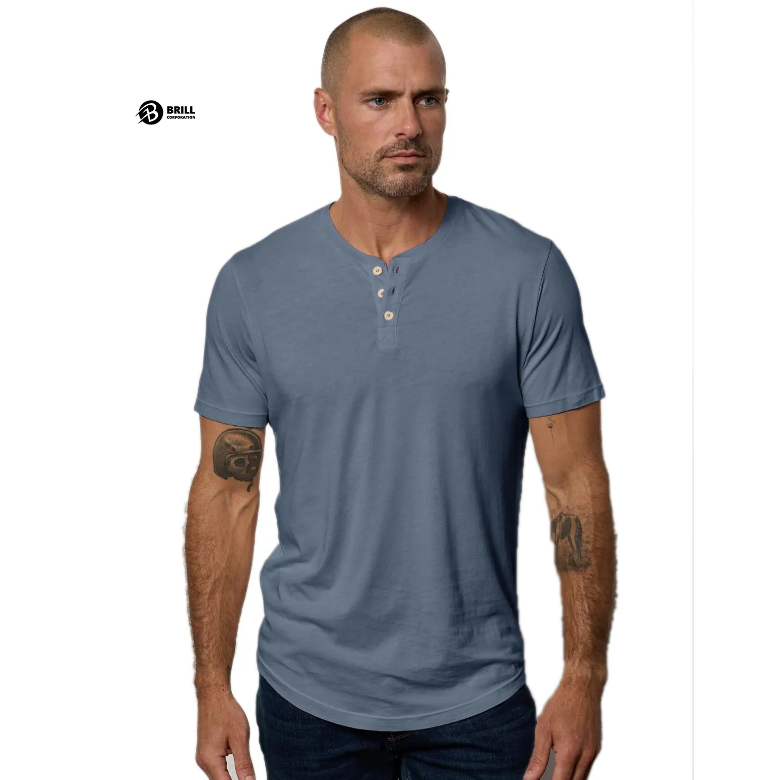 Abbigliamento sportivo da Running Slim Fit allenamento pesante O collo da uomo T-Up Henley