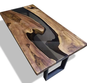 Mesa de Comedor Rectangular de Madera de Acacia y Resina Epoxi Hecha a Mano de Lujo para el Hogar, Oficina, Hotel, Sala de Estar, Regalo de Diwali - Product Image 4