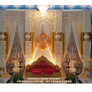 Tema de Rajwada, decoración de escenario de boda, hermoso escenario abierto para matrimonio al aire libre, estilo tradicional Rajwada, decoración de escenario de boda abierta - Product Image 1