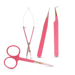 Pinzas Japonesas de Acero Inoxidable de Alta Calidad con Punta Rosa para Extensión de Pestañas, con Tijeras y Logotipo Personalizado, Herramientas para Injerto de Pestañas - Product Image 2