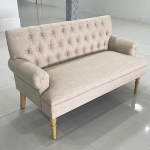 Traditional Tufted <b>Sofa</b> (2 Seater) with Wooden Legs and Fabric Upholstery (SFB68060) - Product Image 2