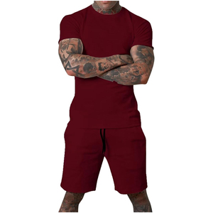 Ensemble de survêtements et shorts d'été à manches courtes et respirants 100% coton à 2 poches pour hommes de haute qualité - Product Image 2