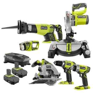 RYOBI 4 Outils : 1 Perceuse-visseuse Scies (sauteuse, Circulaire & Sabre) 2 Batteries 4 Ah & 2Ah 1 Chargeur & Sac De Transport - Bricolage