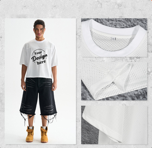 Logo personnalisé Streetwear Jersey T-shirt Hommes Boxy à manches courtes Premium 100% Polyester Mesh Sports Homme T-shirt - Product Image 2