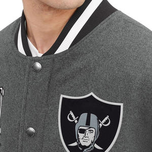 Veste universitaire en laine à col côtelé gris foncé grande taille pour hommes Letterman College Baseball Bomber Veste universitaire pour hommes - Product Image 5