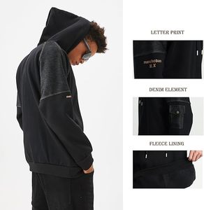 Sweat à capuche décontracté pour homme, manches longues, design uni, personnalisable avec logo, poche, col à capuche, cordon de serrage - Product Image 5