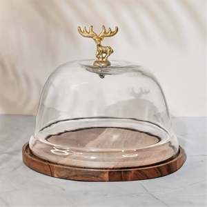 New Design Wooden and <b>Glass</b> Round Shape Dessert <b>Stand</b> Premium Quality Customized Size <b>Cake</b> <b>Stand</b> for Sale - Product Image 5
