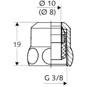 Conexión de Compresión Especial SCHELL Cromada de 3/8 Pulgadas x 10 mm con Bridas de Compensación de Longitud - Product Image 3