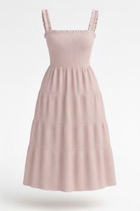 Vestido Casual de Resort para Mujer, con Cintura Fruncida, Escalonado, hasta la Rodilla, Elegante, sin Mangas, Corto, con Cintura Natural, Línea A - Product Image 5