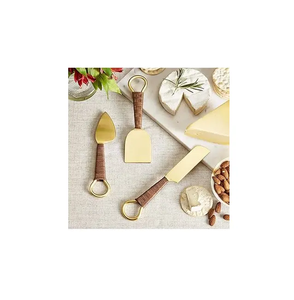 Juego de queso con cuchillo y rebanador de ratán y acero inoxidable de alta calidad, nuevo juego de queso Premium de diseño personalizado - Product Image 4