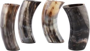 Vaso de cuerno de buey de búfalo de lujo, auténtico vaso de chupito vikingo medieval con base de madera, estilo de amor náutico HF CRAFTS - Product Image 4