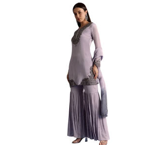 Lavanda Chinon con cuentas Kurta Set con Ombre Dupatta para recepciones de boda al por mayor ocasiones festivas fiestas nocturnas OEM - Product Image 2