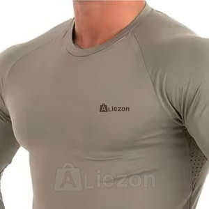 เสื้อรัดกล้ามเนื้อแขนยาวของผู้ชายเสื้อรัดรูปโลโก้แบบใหม่กำหนดเอง - Product Image 5