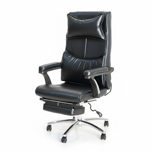 Silla Ejecutiva Negra de Respaldo Alto con Base de Aluminio, Control de 2 Botones, Diseño Ergonómico HOM1058-01 - Product Image 1