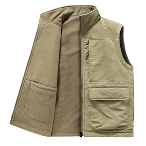 <b>Men's</b> Casual Work Reversible Vest Pants Autumn Winter Outdoor Waterproof <b>Velvet</b> <b>Jacket</b> Multi-Flap Pocket Sleeveless Outer Wear - Product Image 5