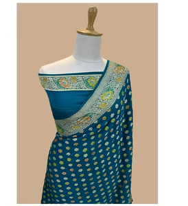 ผ้าซิฟฟอนบริสุทธิ์แบบพรีเมียม งานปักดิ้นแบบดั้งเดิม ผ้าบานาราสี สำหรับทำชุดส่าหรี พร้อมผ้าสำหรับตัดเสื้อแบบไม่เย็บ งานปักลายแบบดั้งเดิม เหมาะสำหรับงานปาร์ตี้ ชุดพื้นเมือง สวยสง่า แห้งเร็ว - Product Image 2