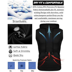 Sudaderas con capucha de entrenamiento de gimnasia sin mangas de malla transpirable para hombre con logotipo personalizado OEM, camiseta sin mangas de entrenamiento, ropa informal con decoración bordada - Product Image 4