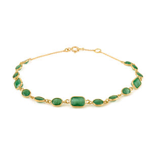 Pulsera de Cadena Elegante con Gema de Esmeralda 100% Auténtica, Diseño Simple y Nuevo, Pedido al por Mayor, Proveedor de Joyería Fina de Oro Amarillo Sólido de 18K - Product Image 1
