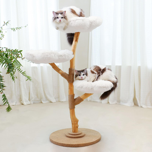 Arbre à chat en bois écologique, tour à chat multi-niveaux avec grattoir en corde et lit, exporté du Vietnam - Product Image 2
