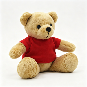 Unique plush birthday gift teddy bear with red shirt, <b>nursery</b> decor classic tan teddy bear plush, custom <b>print</b> t-shirt teddy - Product Image 6