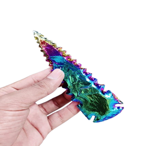 Venta al por mayor 6 pulgadas titanio Aura cuarzo punta de flecha piedra preciosa Super calidad elegante nuevo aspecto tallado grabado cristal Natural Reiki arte - Product Image 4