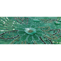 Tela Verde de Lujo con Bordado 3D y Cuentas Hechas a Mano para Vestidos de Diseñador y Trajes de Fiesta para Mujer